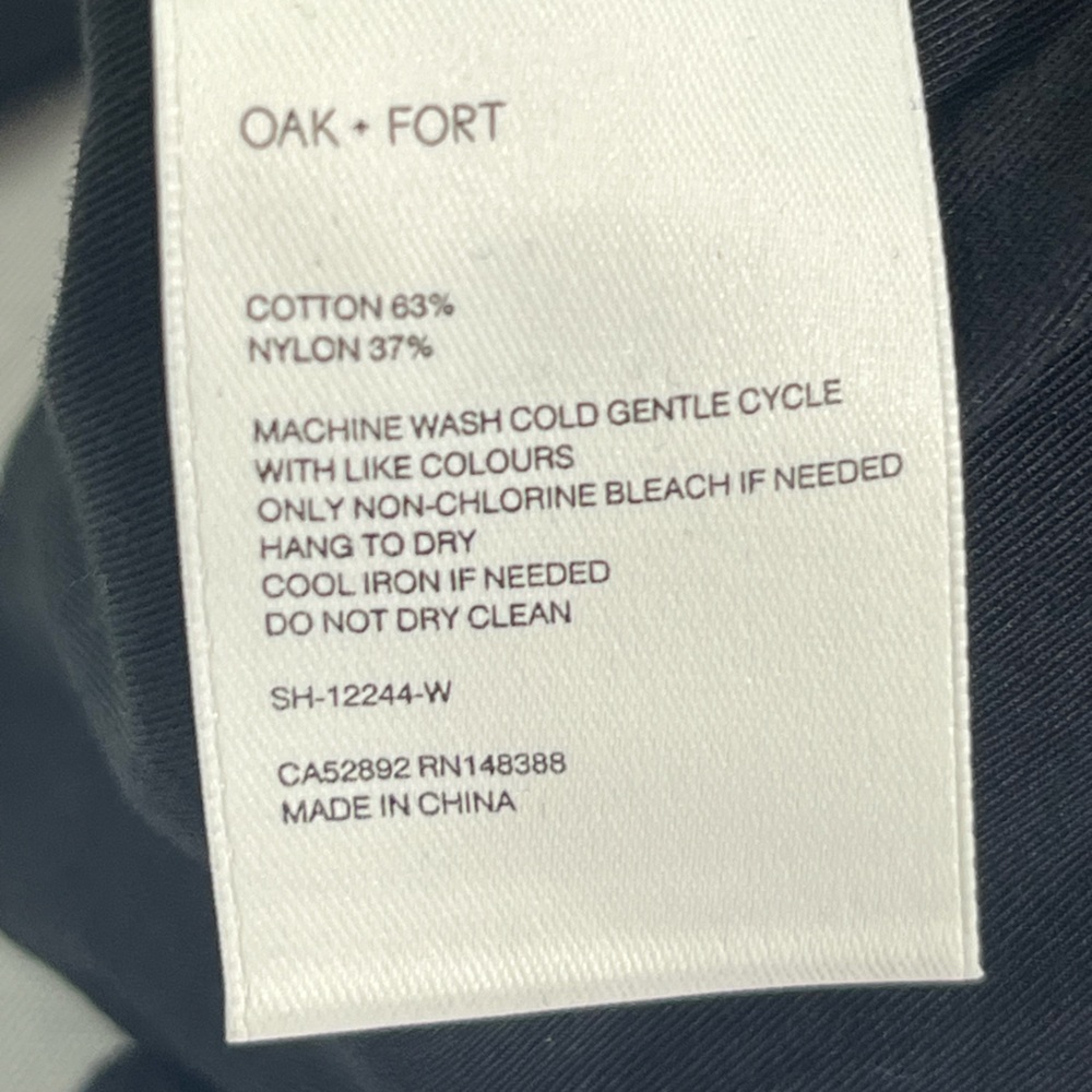 Oak+Fort Cotton Nylon Twill Cargo Shorts Black, Medium, 6-pockets 9” inseam - Picture 7 of 11